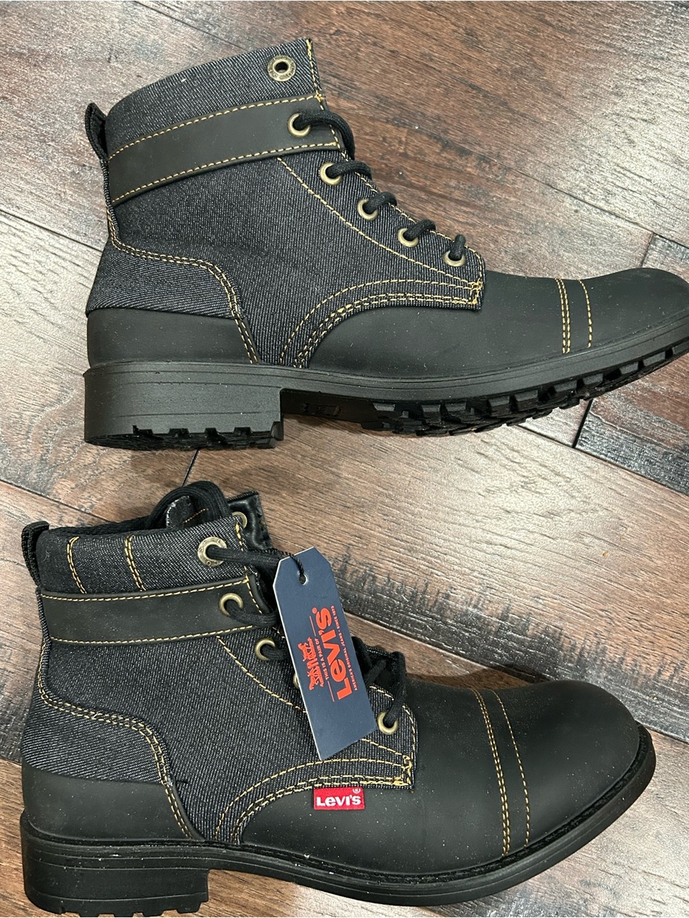 Levi's Two Toned Denim Lace-Up Boots